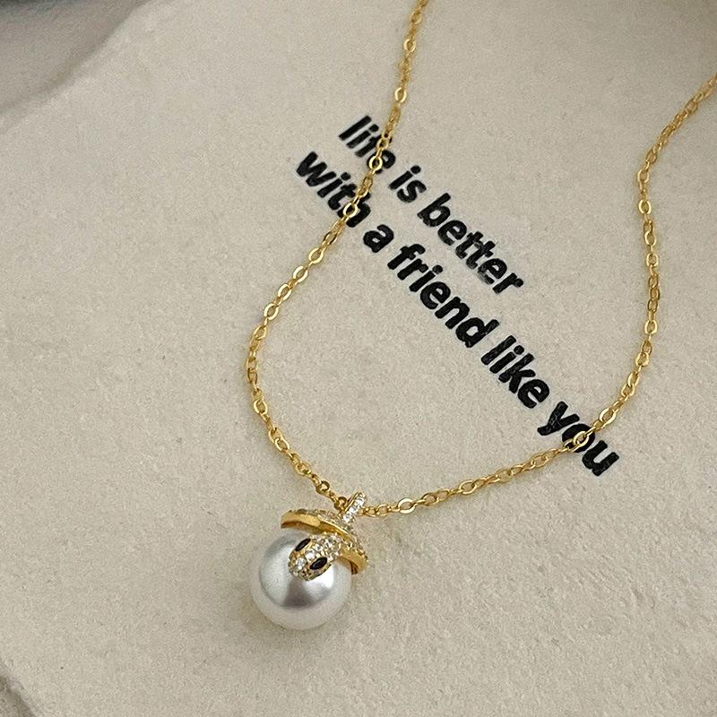 

Ожерелье из серебра 925 пробы Banyan Tree со змеей и жемчугом - Подарок на год по знаку зодиака для женщин, Цепочка на ключицу с дизайном змеи. 925 Silver золотой