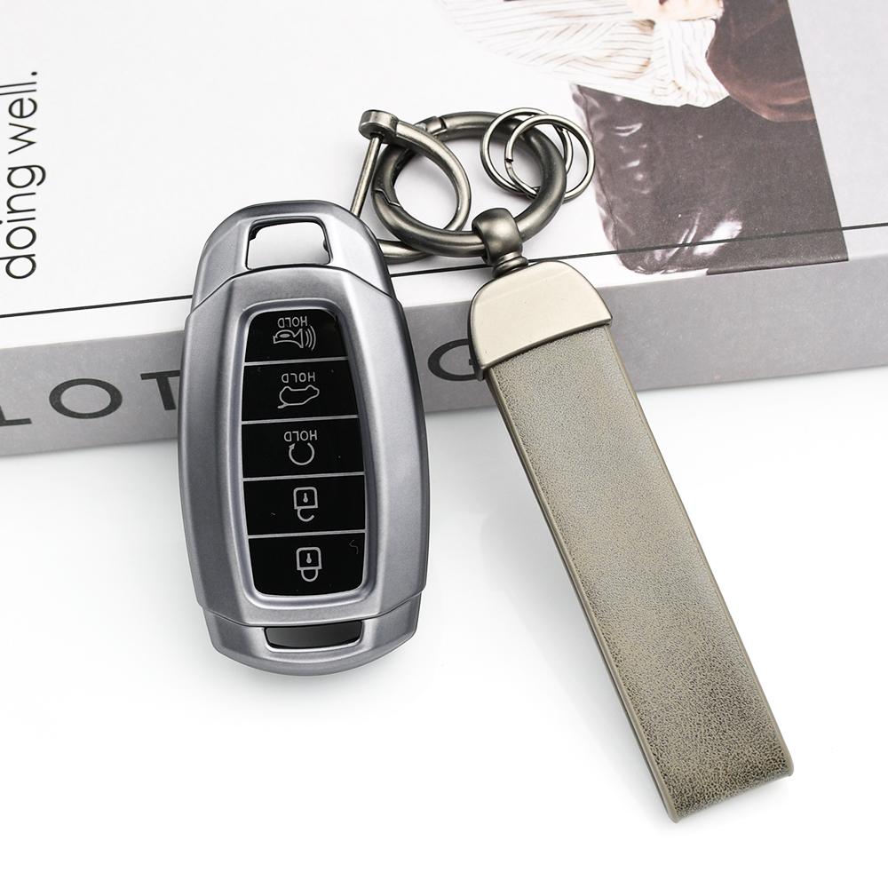 Gun Grey 3/4/5 Buttons Car Key Case Cover For Hyundai Solaris I30 Ix35 Azera Elantra Kona Creta 2 Grandeur Ig Keyless Bag