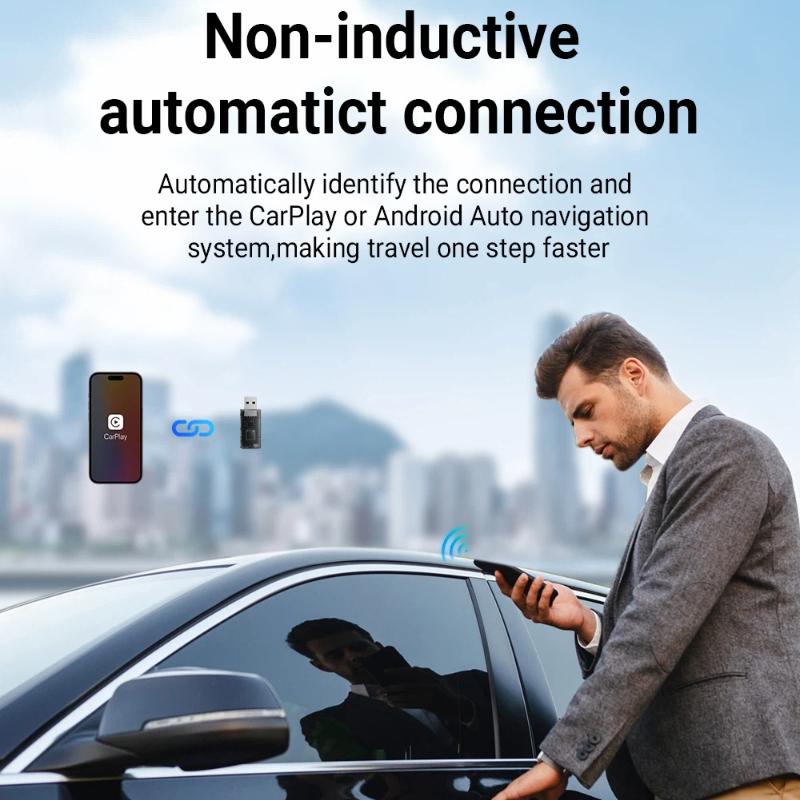 2-in-1 Mini Wireless CarPlay Adapter and Android Auto Wireless Adapter, Seamless Connection, Plug and Play