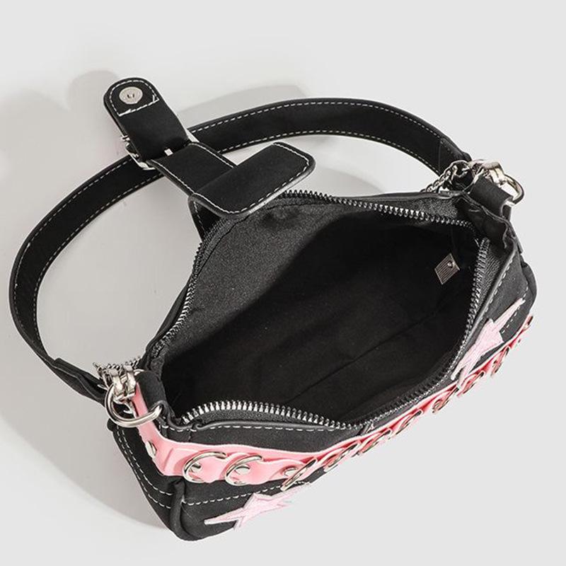 Y2K Trendy Jednoramenná Řetízková Bagetová Taška - Sladká & Pikantní Americký Styl Dámská Kabelka