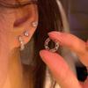 4Pcs Silver Color Zircon Round Hoop Earrings Set Hypoallergenic Jewelry for Women Valentine's Day Gift