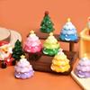 5Pcs Mini Gradient Color Christmas Tree Cake Food Play Cream Glue Diy Resin Widgets Christmas Scene Decoration