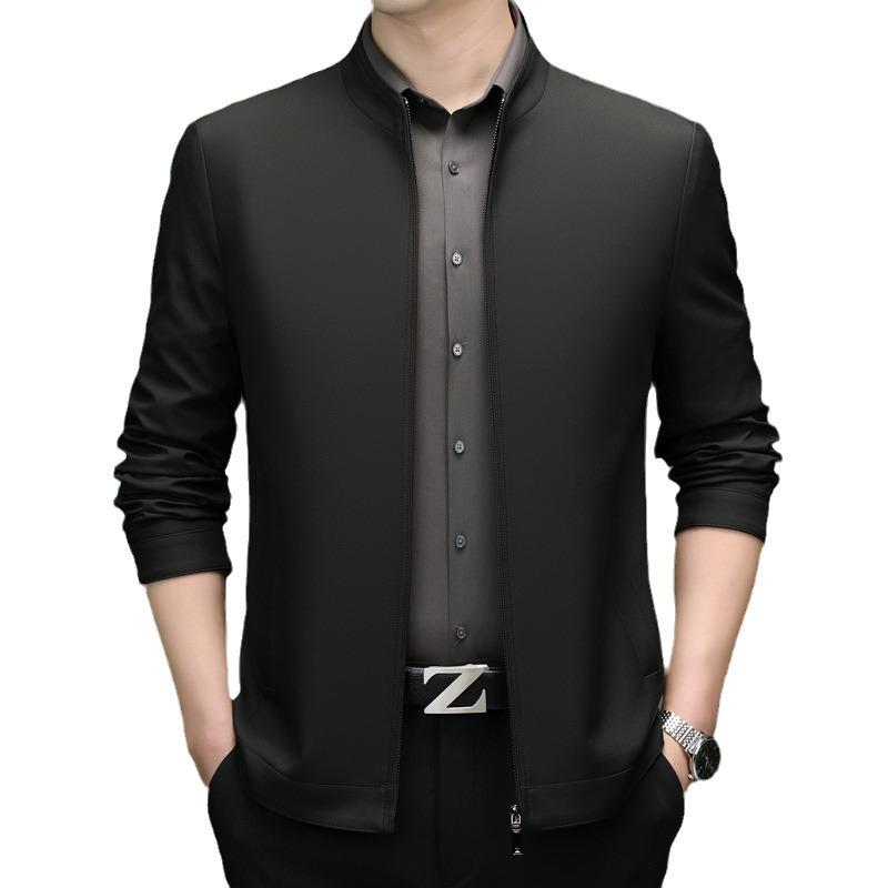 Stand-up Collar Jacket Zipper Business Jacket Middle-aged Men's Jacket Dad Jacket