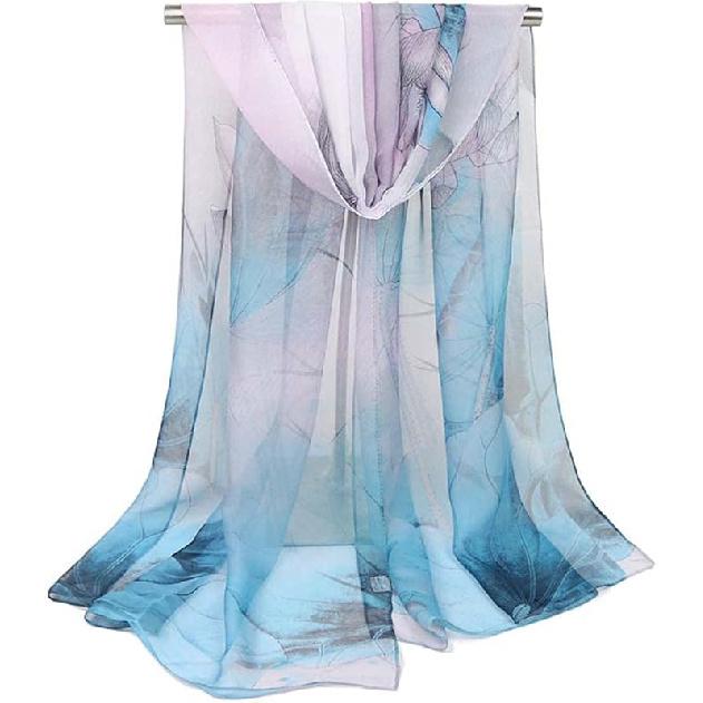 Pokeedioty Scarfs for Women Lightweight Fashion Floral Pattern Sheer Scarfs Shawl Wrap Scarves