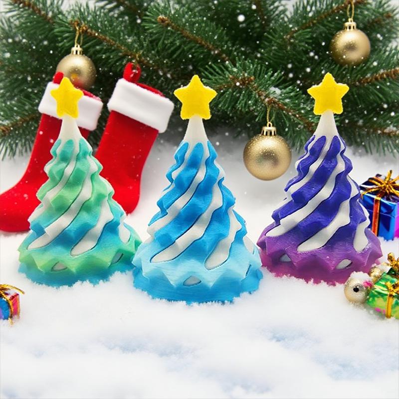 3D Printed Christmas Tree 3D Spiral Cone Rotating Pyramid 3D Printed Ornament Home Decor Impossible Passthrough Pyramid Sculptur