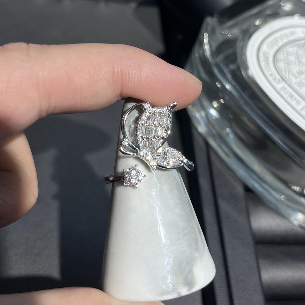 Design Hollow Korean Butterfly Hexagram Zircon Ring Fashionable And Classy Womens Finger Accessory