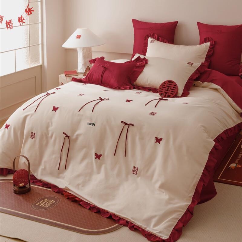 OEING Joyful Red Wedding Bedding Set