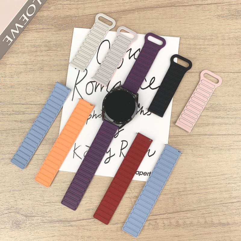 18mm 22mm 20mm Magnetic Silicone Strap For Samsung Galaxy Watch 7 6 5 4 44mm 40mm Sports Band For Galaxy Watch 4 6 Classic 47mm Huawei GT 4/5/6 41mm