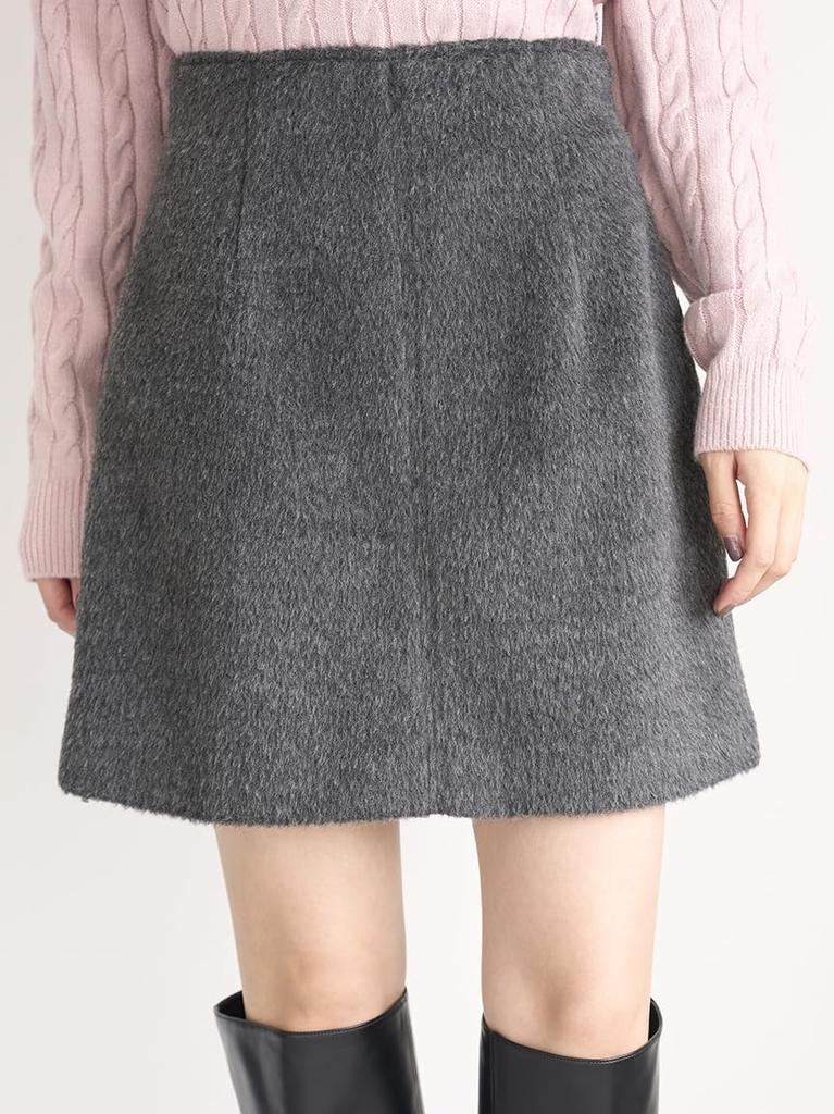 Snidel Shaggy Box Mini Skirt SWFS245119GRY0