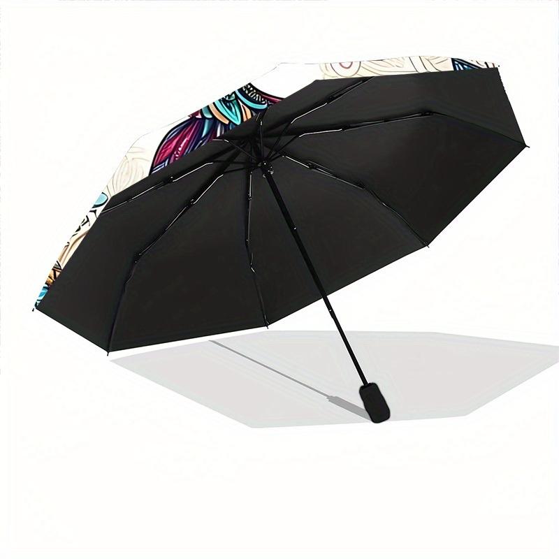 1pc Hummingbird Floral Automatic Open/close Folding Compact Umbrella, 8 Rib Sturdy Canopy, Lightweight Portable, Everyday Use, Gift,,124