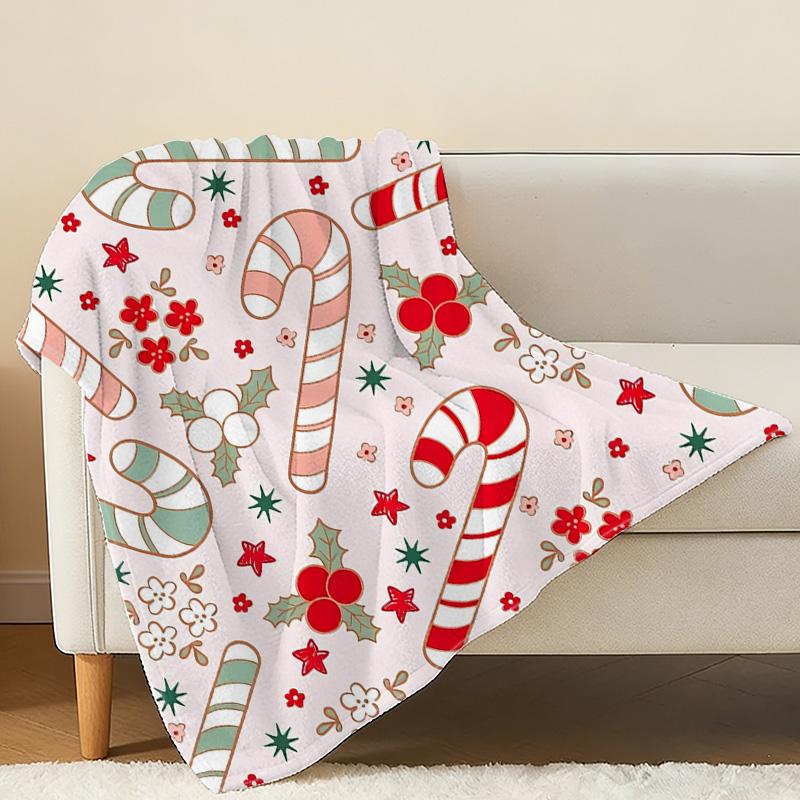 Christmas Themed Printed Flannel Blanket - Super Soft Plush Throw, Warm & Cozy, Perfect for Home, Dorm, Bedroom & Holiday Relax