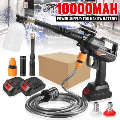 1800W Car Washer 80Bar High Pressure Wreless Car Wash Water Gun Self Priming Foam Generator Garden Irrigation Tools With Lamp