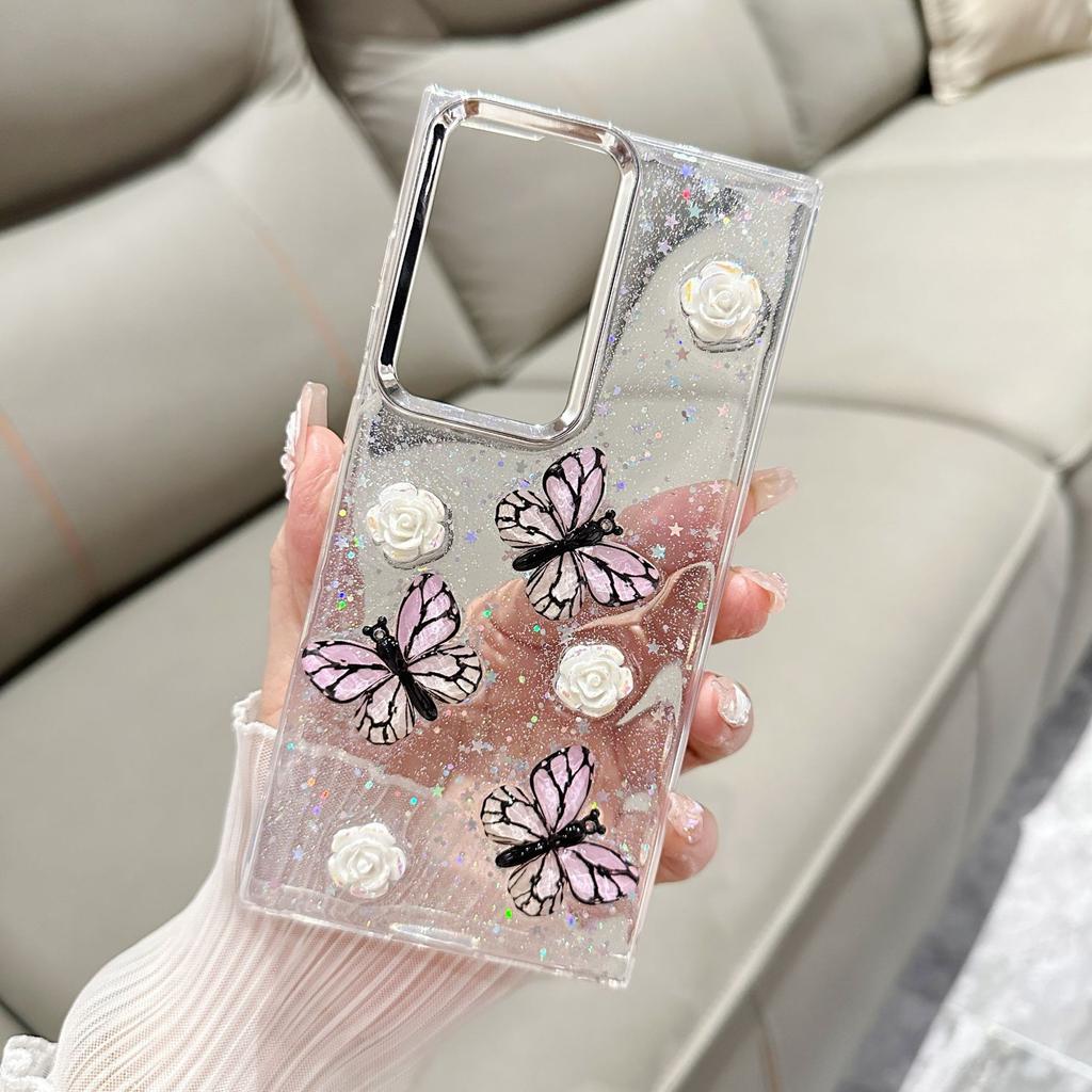 A16 Epoxy Three-color Butterfly Mobile Phone Case for Samsung S25EDGE Epoxy S24FE Trendy A35/A25 Case