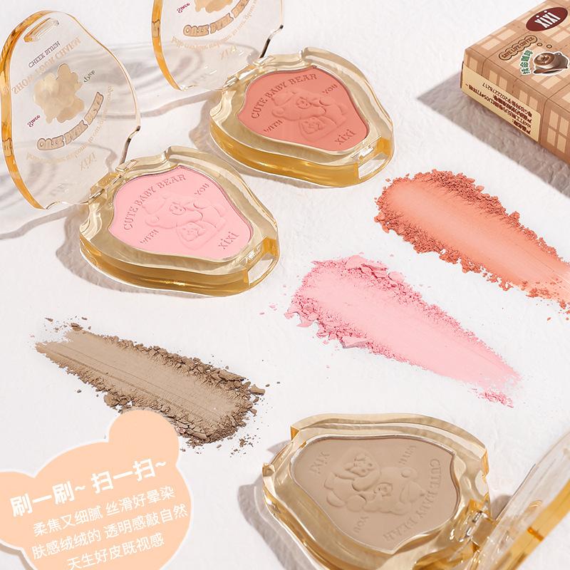 Makeup Xixi Working Bear Matte Blush: Mauve Peach for Natural Nude Makeup, Highlighting, and Contouring.