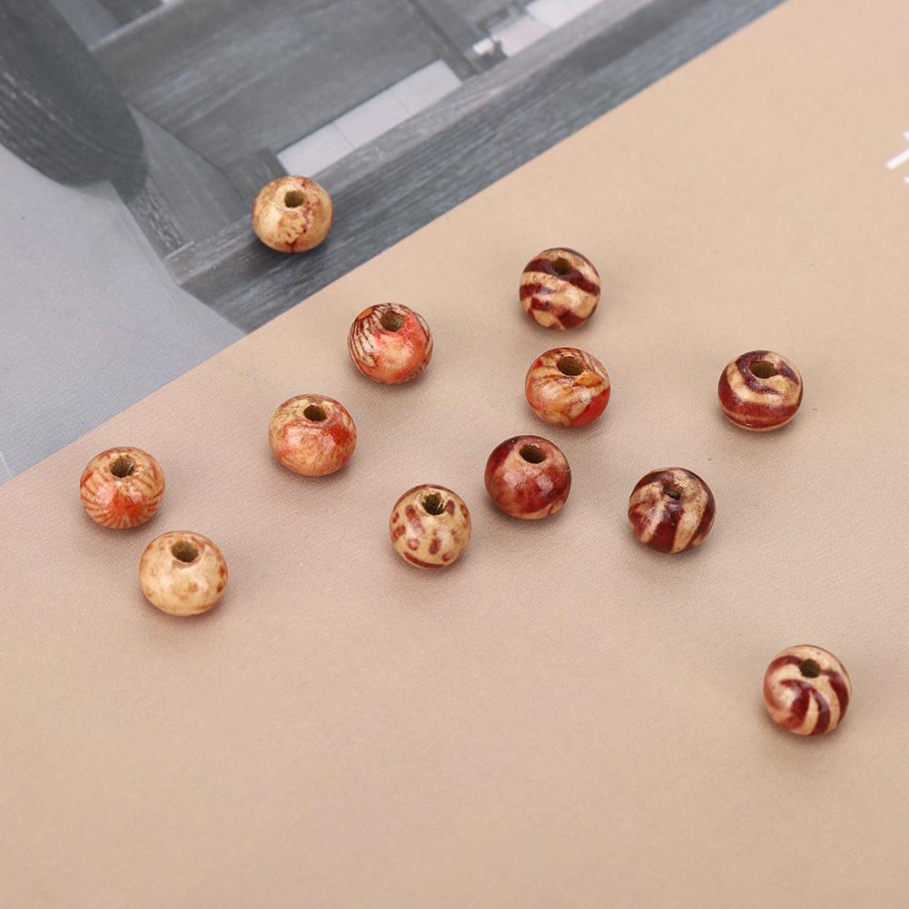 200Pcs 8mm Round Shape Wood Beads Bracelet Clothes Decorative Beads DIY Material Accessories