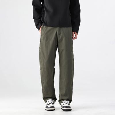Summer New Casual Pants Men's Loose and Versatile Straight Casual Pants Khaki Green Mid-waist Spot Whole Order