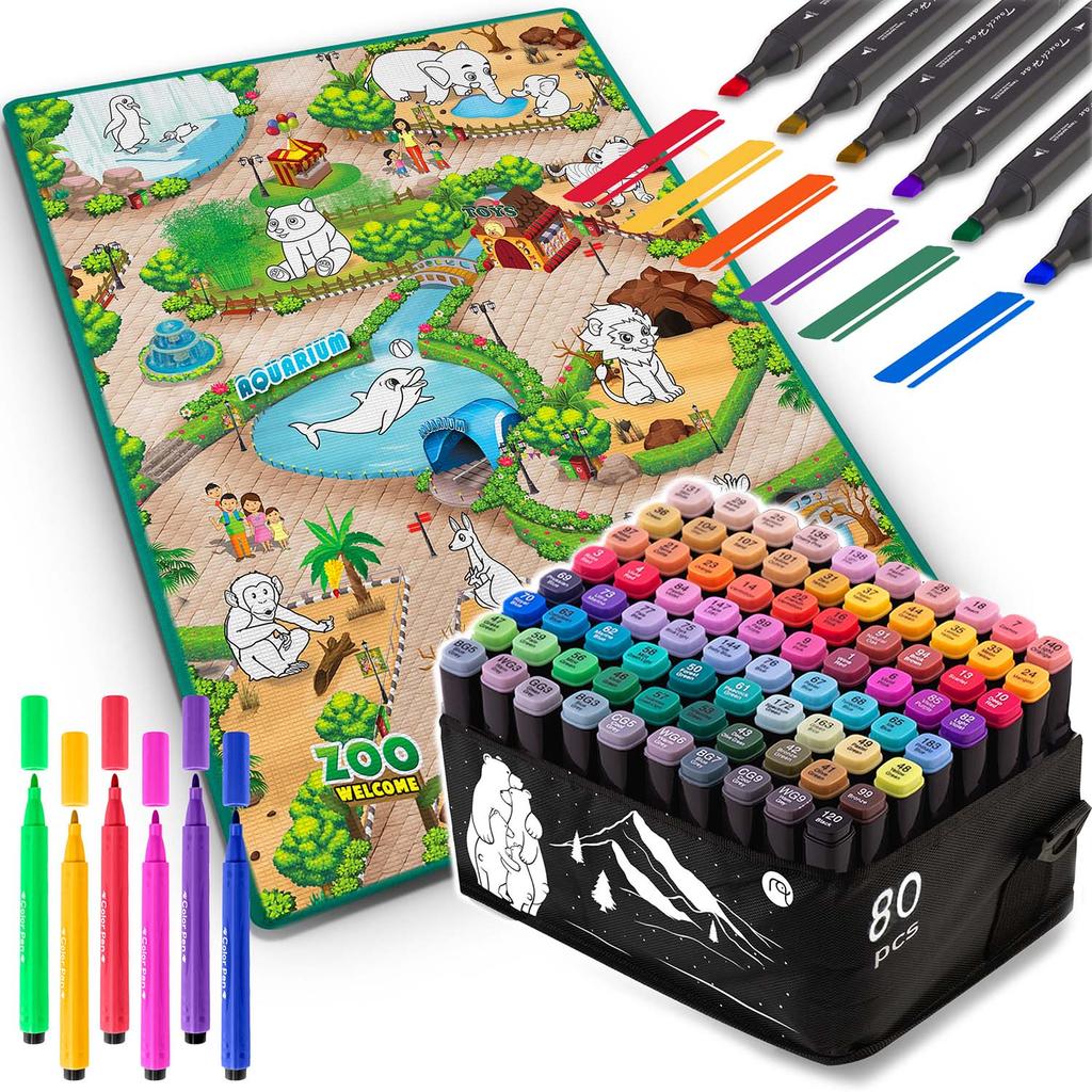 Painting Mat 90 X 120 Cm + 80 Ricokids Alcohol Markers