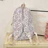 3 Pcs/Set Floral Backpack Women Flower Rucksack Shoulder Bag Makeup Pouch Quilted Daypack for Girls School Work Travel