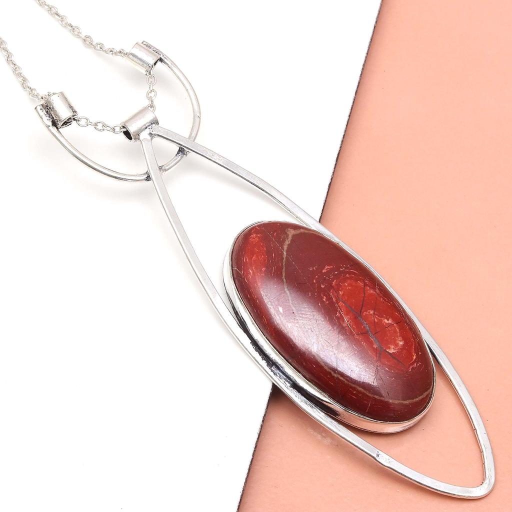 Jasper Gemstone Mother's Day Ethnic Handmade Silver Jewelry Necklace 20 in