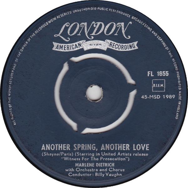 

7inch Record MARLENE DIETRICH Another Spring Another Love FL1655 London Records 1958 Netherland Soundtracks Musicals Used