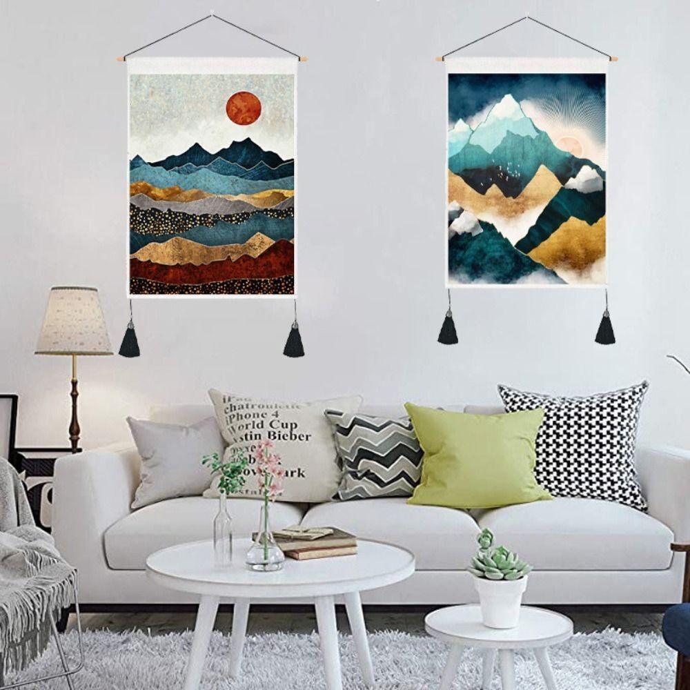 With Tassel Sunrise Landscape Tapestry Hanging Wall Poster  Home Decor