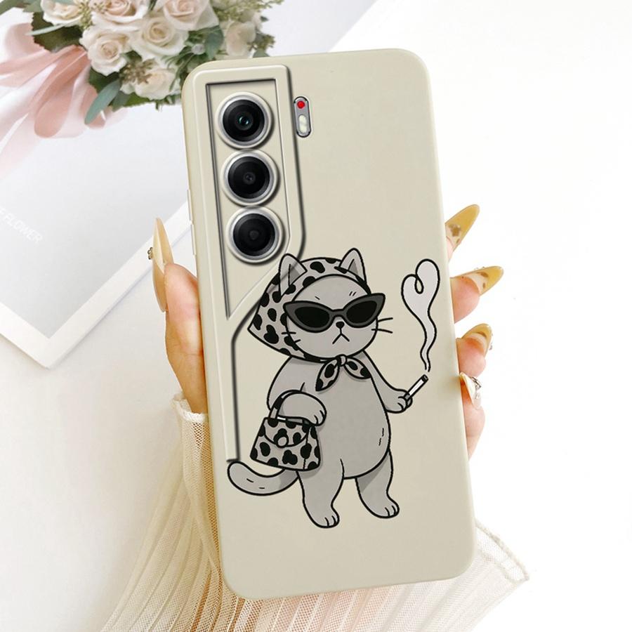 For Tecno Camon 40 Pro 4G Case CM6 Cover bow flower Painted Case Soft Silicone Bumper For Tecno Camon40 4G 40Pro Case Capa