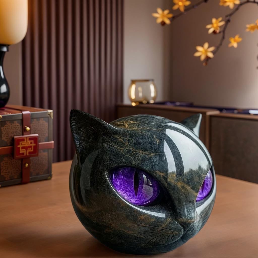 Luxury Black Cat Figurine Decor Multicolor Statue Modern Home Tabletop Art Collectible Exquisite Handcrafted Cat Sculpture Gift