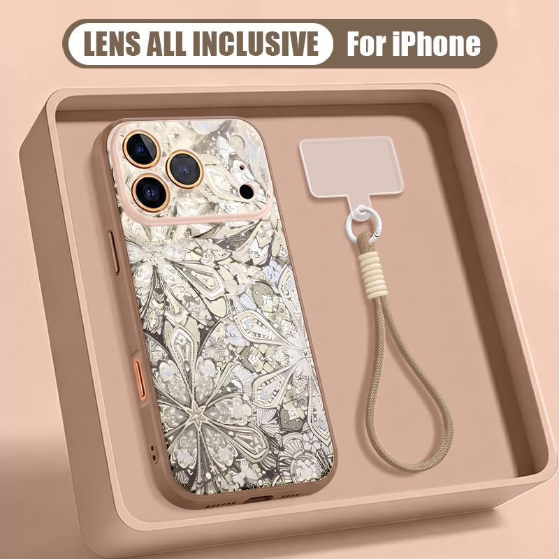 Vintage Mandala Floral Hand Strap Case For iPhone 17 Pro Max iPhone 16 15 14 13 Pro Max Magnetic For Magsafe Hybrid TPU+PC Matte Cover