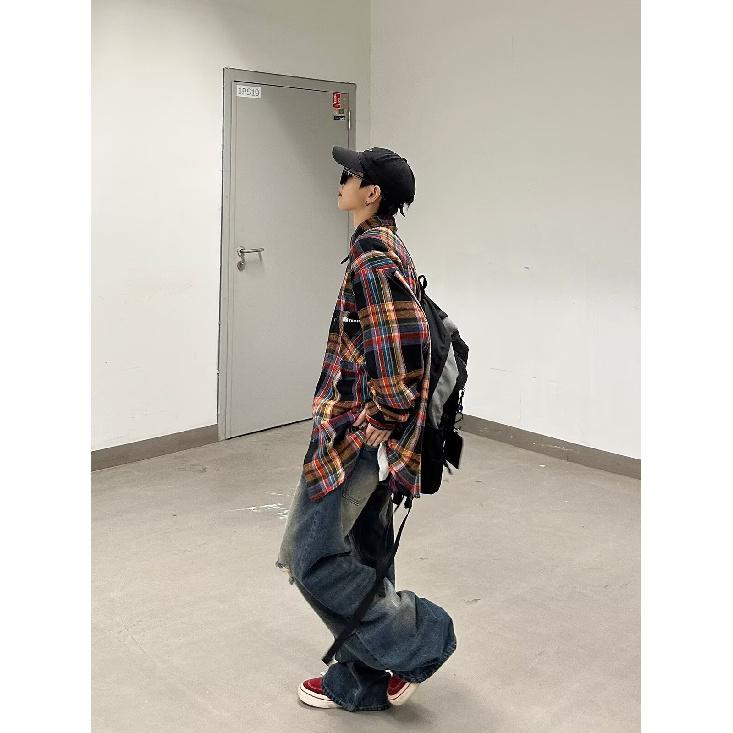 2024 Letter Long Sleeve Shirt Japanese Hong Kong Style Ins Loose Shirt Boys Summer Trendy Versatile Casual Coat