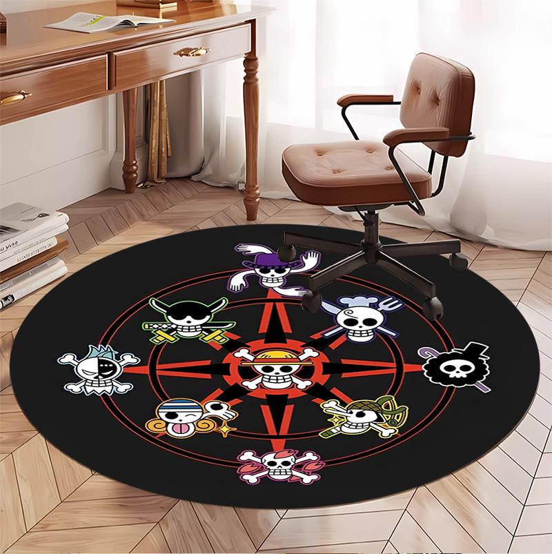 One Piece Pattern Round Rug, Indoor/Outdoor Mat, for Picnic, Gameroom, Bedroom, Office, Living Room, Home Decor Carpet, Birthday Gift