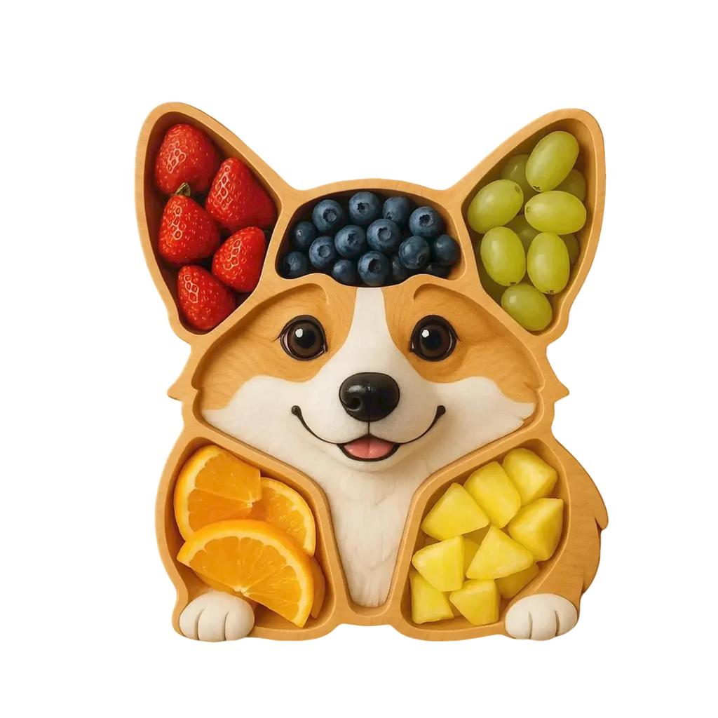 28x28cm Dog Themed Charcuterie Platter, Candy Dish Platter, Face Shaped Cheese Meat Tray, Birthday Spring Holiday Serving,Wooden Craft Puppy Tray