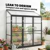 Polycarbonate Greenhouse with 3 Hinged Doors, Top Vent, Lean-to Green House, Walk-in Greenhouse, 6 X 1.5ft, Black