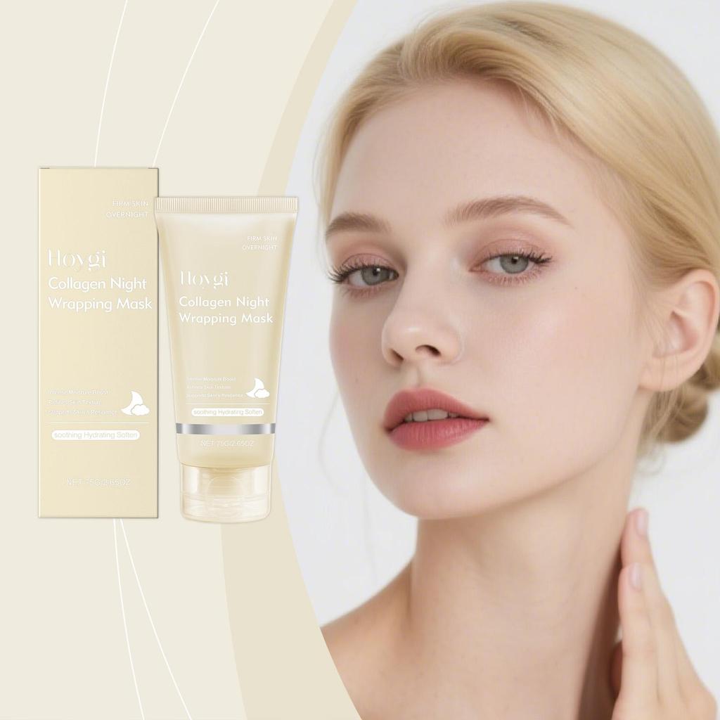 Collagen Overnight Peel Off Mask with Hyaluronic Acid Niacinamide Brightening Hydration Glow Revival Exfoliating Face Mask 75g