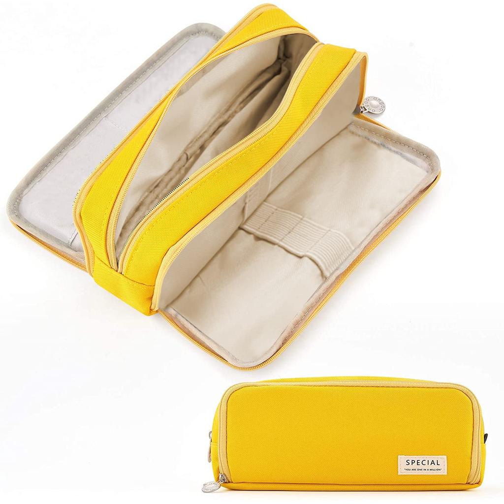STAROUR Large Capacity Pencil Multifunctional Tool Pencil Case with Suitable for Junior High and College Boys and Office and Yellow Case, Pouch, High,