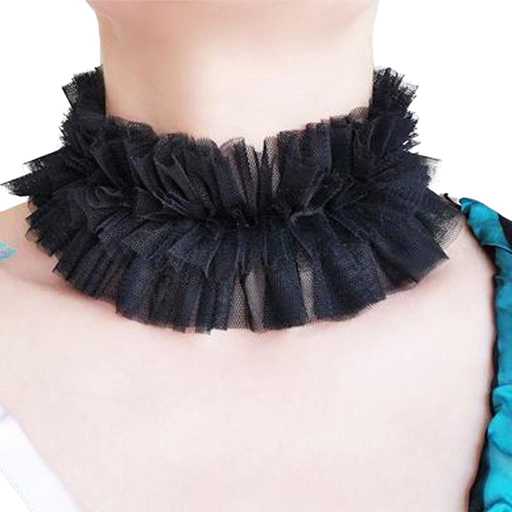 Mujeres Renacimiento Isabelino Malla Volante Falso Cuello Vintage Pequeño Cuello Gorguera Lazos Desmontable Gargantillas Chal Envolvente