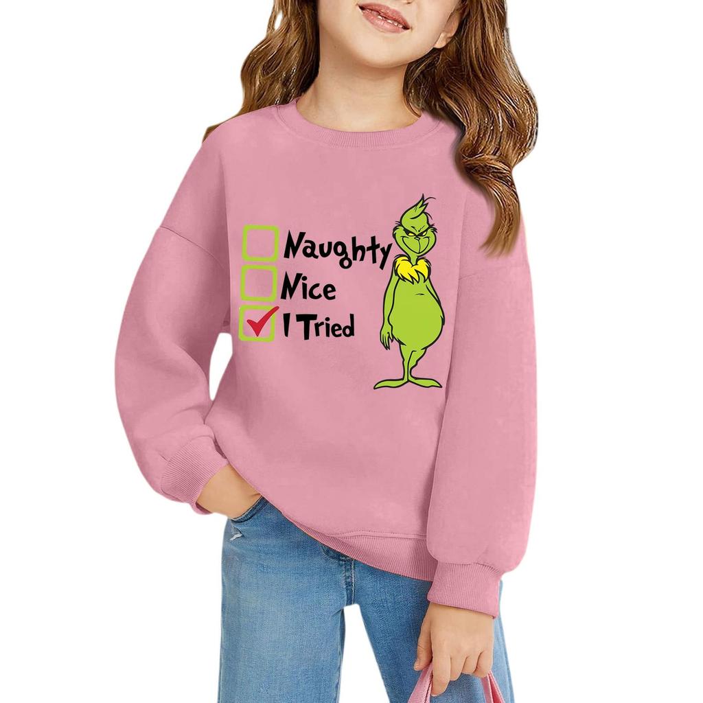 Noel Günü Kız Çocuk Yuvarlak Yaka Kazaklar Çocuklar İçin Baskılı Bebek Üstleri