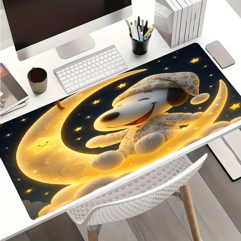 Happy Puppy Theme Premium Non-slip Mouse Pad with Stitched Edges,Durable Rubber Material,for Desktop & Gaming Great Gifts
