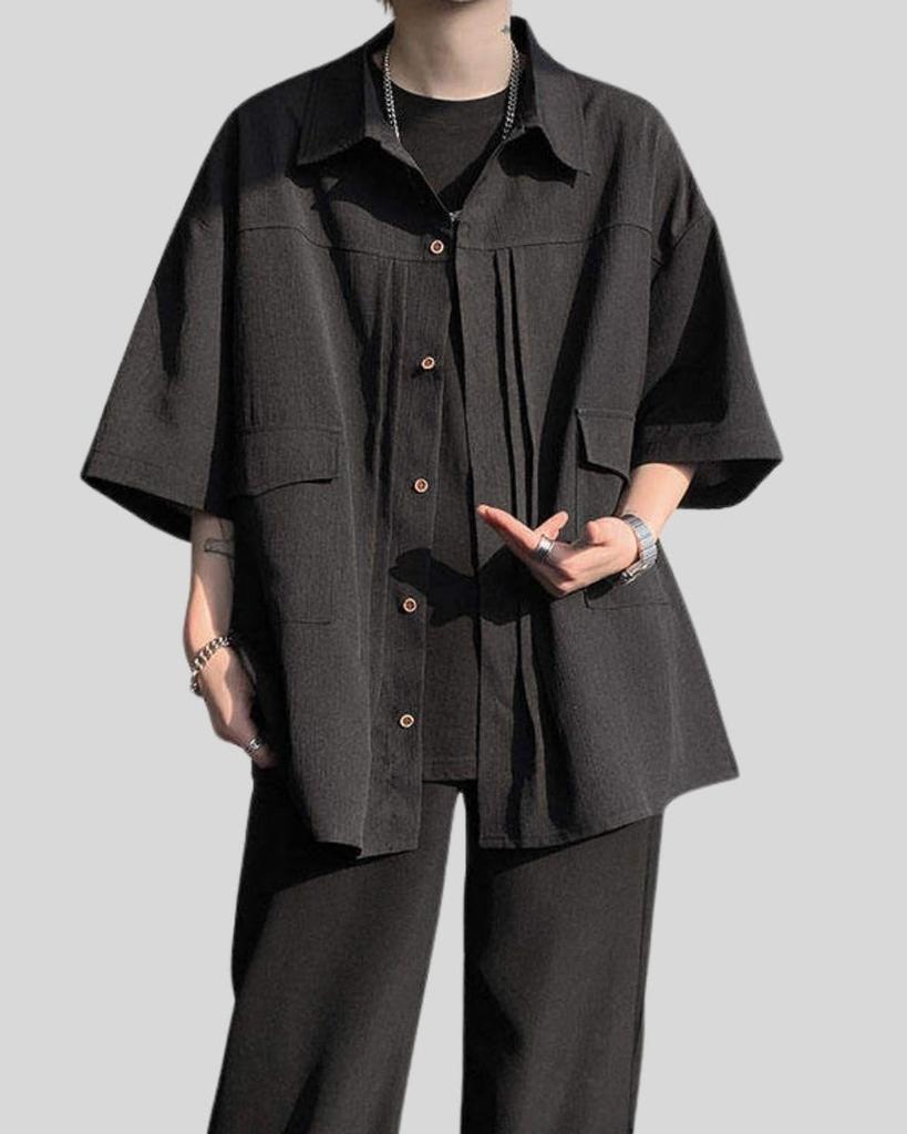 Summer clothes for short dress loose large ice for pocket [foveitaa] men, shirt, sleeve, shirt, cool, breathable, y-shirt, fit, size, casual, stylish,