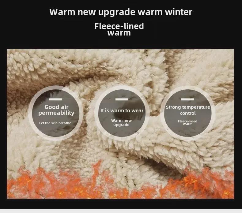 Men's Korean Style Lambskin Pants - Warm, Thick, Straight-Leg, Casual Sportswear for Autumn and Winter