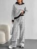 Square Splicing European, American Autumn and Winter Casual Long-sleeved Suit Women's Hooded Sweater Trousers Two-piece Set