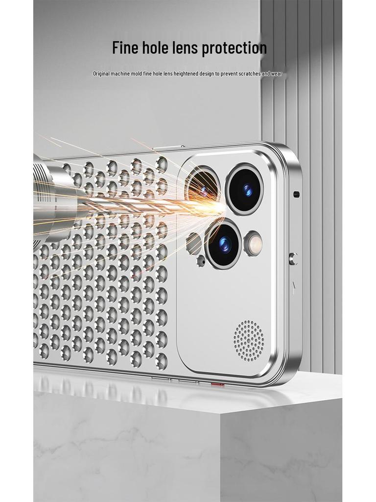 Heat Dissipation Snap-on Aluminum Case for iPhone 14 Pro/15/16/17 Pro Max with Aroma Diffuser