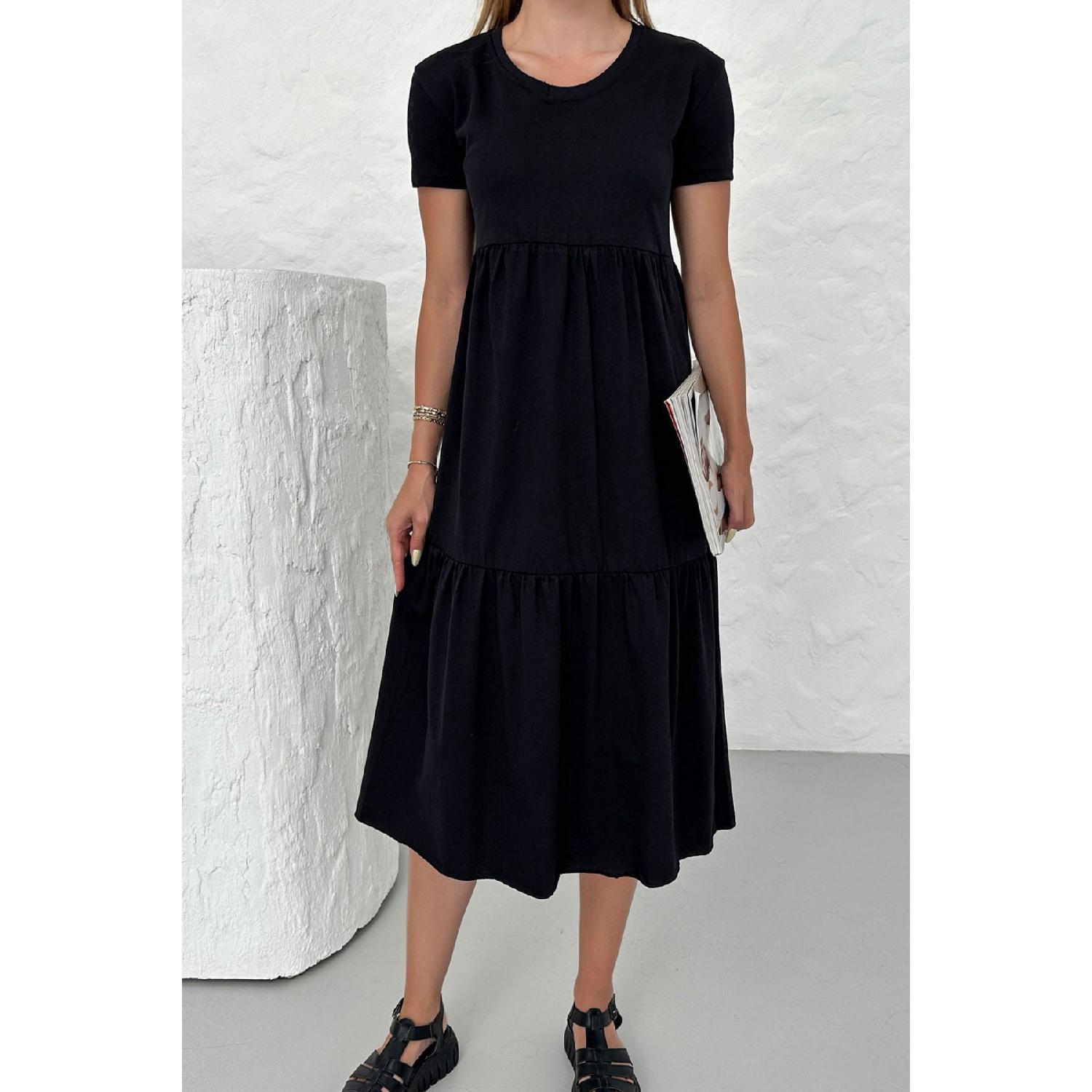 

Women s Black Wide Cut V-neck Maxi Dress L чёрный