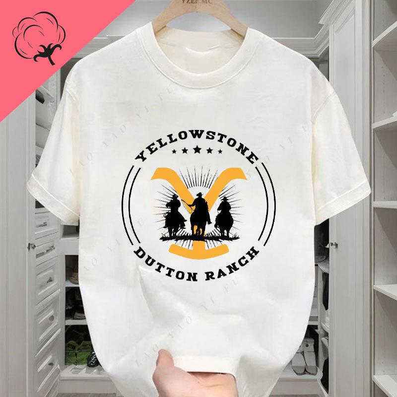 Camiseta T Shirt for Unisex Women Casual Funny Clothes Yellowstone Dutton Ranch Rip Rideing Horseback Short Sleeve Graphic T Shirts