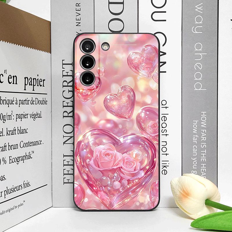 Stilvolle Rosa Herzförmige Kristall Handyhülle für Huawei Nova 13 12 11 Pro 10 SE Mate 40 50 60 Pro+ P60 P50 P40 5G Weiche Hülle Y2K
