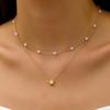 Retro Pearl Heart Pendant Necklace - Layered Alloy Chain for Women, European & American Style