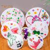2Pcs White Paper Umbrella Chinese Style DIY Crafts Decorative Oil-paper Painting Umbrella Wooden Handle Oriental Parasol Party Favors