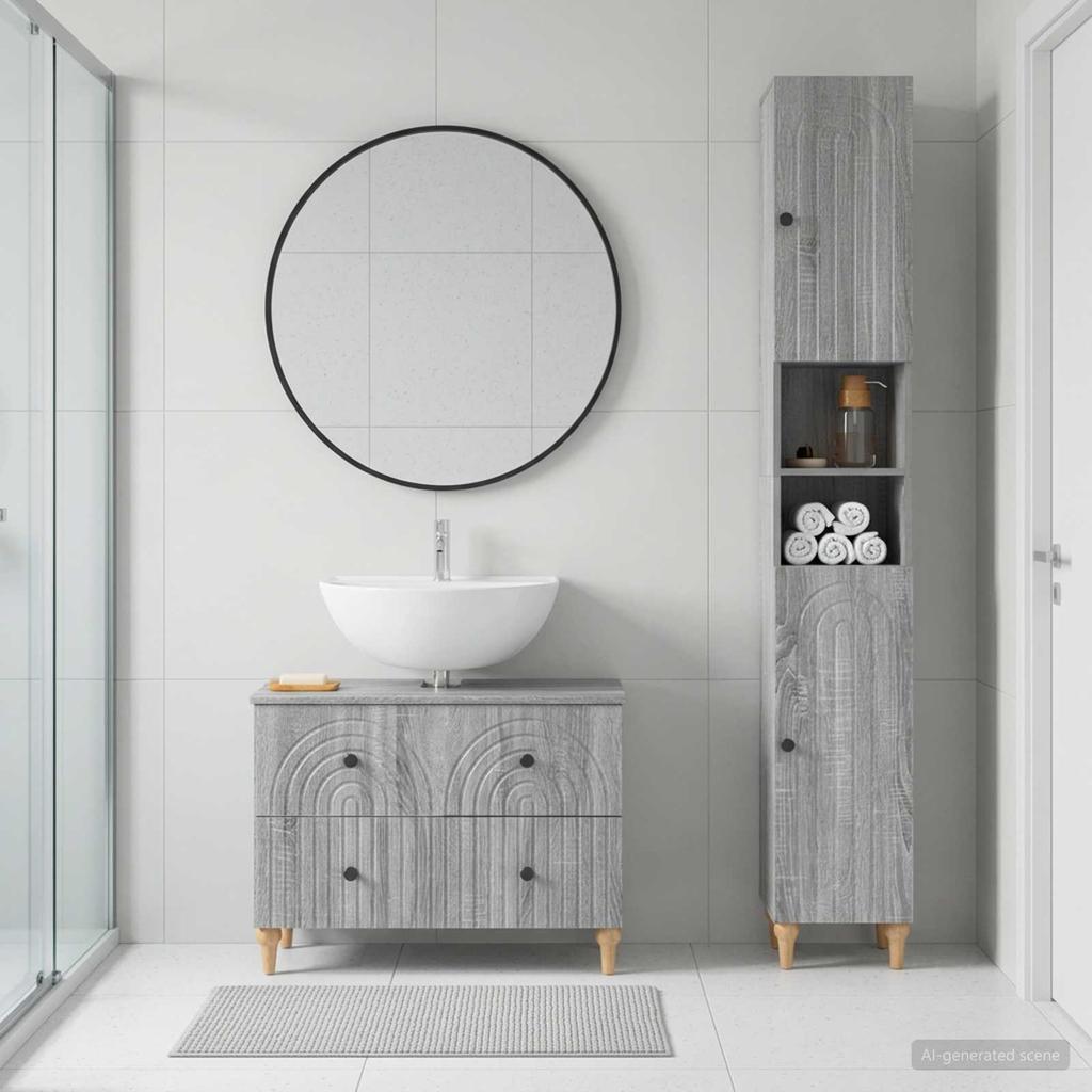 2 Piece Bathroom Cabinet Set ALKMAAR Sonoma Gray