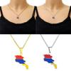 Unique Armenia Map Necklace Stainless Steel Armenia Flag Pendant Necklace Chain Necklace Perfect Gift for Men and Women