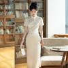 White national style new Chinese long improved cheongsam women's high-end engagement dress retro slim waist spring and summer