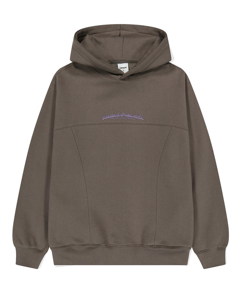 Maha Grid Curved Cut Hoodie Cocoa(Mg2Dfmm421A) Cocoa/Fleece S